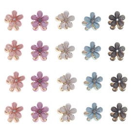 Small Crystal Hair Claw Clips for Women Girl, Multicolor Mini Pearl Flower Claw Design, Sweet Daisy Artificial Bangs Decorative Hair Accessories (Multicolor10)