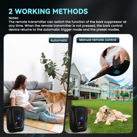Bubbacare Anti Barking Device with Remote, 2 in 1 Bark Control Device, Auto Anti-bark & 200M Range Remote Training, Recording, Alarm, Ultrasonic Dog Barking Deterrent Device for Outdoor Indoor