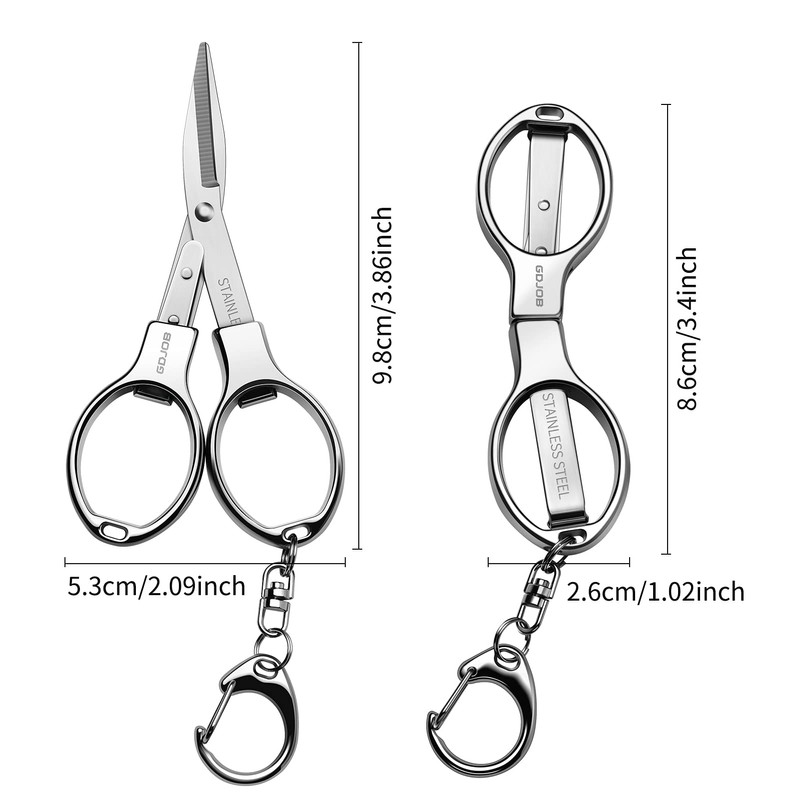 Folding Scissors 2 PCS Portable Keychain Travel Retractable Knife, Secure