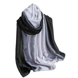 Wander Agio Womens Silk Like Shawl Party Wraps Evening Dress Bridesmaid Long Silkly Scarves for Wedding Colours Black 10