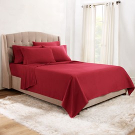 Clara Clark Queen Sheets, 6 Piece Set - Hotel Luxury Sheets for Queen Size Bed, Super Soft Bedding Sheets & Pillowcases, Queen Size Sheets, Burgundy Red