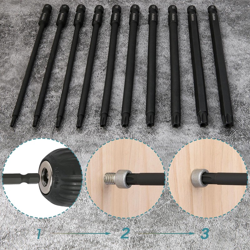 Long Torx Bit Set Hakkin 10Pcs 150mm Tamper Proof Security