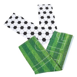 Abaodam 2pcs Soccer Tablecloths for Birthday Party Decoration Table Covers Checkered and Grass Design Tablecloth for Soccer Theme Events