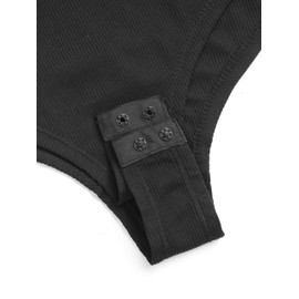 CIDER Women's Round Neckline Long Sleeve Bodysuit: Black, Medium