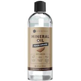 Kate Naturals Mineral Oil for Wood Cutting Board, Butcher Block, and Knife. Food Grade Mineral Oil for Wooden Cutting Board & Utensils (16oz, Food Safe)