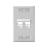 Leviton 2-Port Angled QuickPort Wallplate with ID Windows, 42081-2WS, White