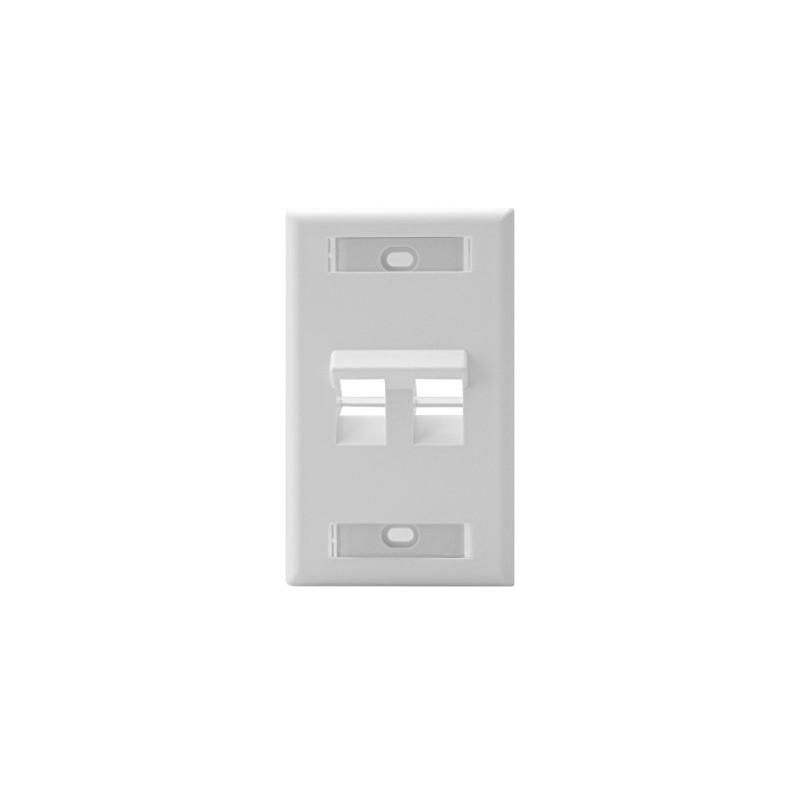 Leviton 2-Port Angled QuickPort Wallplate with ID Windows, 42081-2WS, White