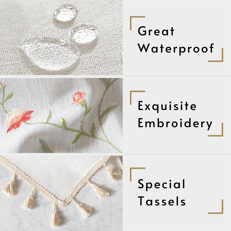 AIRCOWRIE Cotton Linen Tablecloth for Rectangle Tables, Heavy Duty Wrinkle