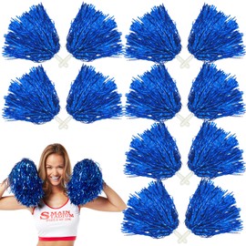 GBKDQQ 12 Stücke Cheerleading Pom Poms, Sport Pompons Cheers Ball Pompoms Cheerleader geeignet für Sportveranstaltungen, Ballspiele, Tänze, Karnevalspartys Verwendet, Blau