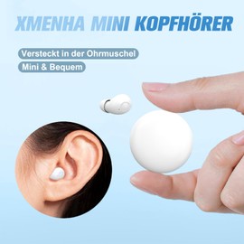 Xmenha Invisible Small Headphones Wireless Bluetooth In-Ear True Mini Wireless In-Ear Headphones Earbuds Headphones Smallest Sleep Headphones Bluetooth Wireless Earphones for Small Ears Ear Canals