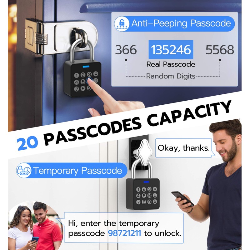 Fingerprint Gym Locker Lock with Code Keypad, Anweller Waterproof Keyless