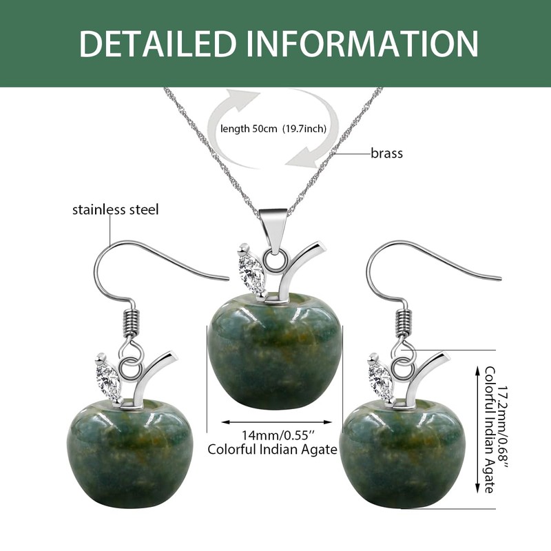 JunyiDIY 3D Fruit Earrings | Zircon and Indian Agate Leaf