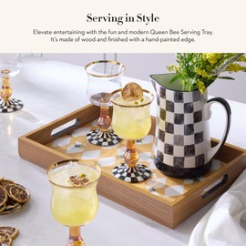 MACKENZIE-CHILDS Wooden Tray with Handles, Rectangular Tray for Serving, Queen Bee