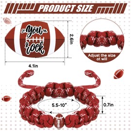 Ecation 20 Sets Football Baseball Softball Bracelets Gifts Sports Team Accessories with Cards(Football)