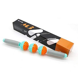Dobetters Fascia and Cellulite Blaster Remover Muscle Roller, 3/5 balls massage stick with thorny (3 balls, Green-Orange)