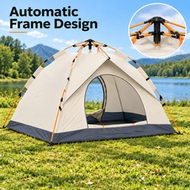 Automatic Pop-Up Camping Tent for Family Outdoor Trips – Quick Setup 3–4 Person Shelter with Two-Door Option for Camping and Picnics