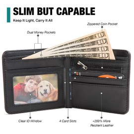 Amutta Kids Wallet for Boys, Cool Teen Boys Wallet for Kids Ages 4-5-6-7-8-9-10-11-12-13-14-15-16, Leather Wallet for Teen Boys, Bifold Bi Fold Soccer Teenage Teenager Youth Gift Christmas Birthday
