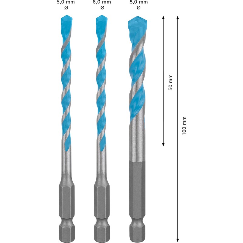 Bosch Professional 3 x Expert HEX-9 MultiConstruction Drill Bit Set