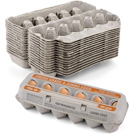 MT Products Natural Pulp Jumbo Egg Cartons 1 Dozen - Disposable Egg Storage Container (Pack of 15) - Made in the USA