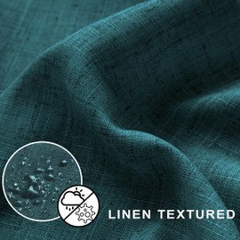 KOUFALL Teal Waterproof Linen Fabric Shower Curtain 72x84 Inch Length