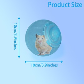 Benixmidart Mini Hamster Ball, Clear Guinea Pig Ball Hamster Wheel, Cute Running Toy with Breathable Holes, Cat-Face Exercise Toy (Blue)