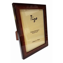 Tizo 5" X 7" Brown Wooden Frame with Inlaid Border, Made in Italy