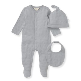 Burt's Bees Baby Baby Boys' Jumpsuit, 100% Organic Cotton One Romper Short Or Long Sleeve Shortall Coverall Toddler Bed, Quarry Blue 3 Piece Set, 0-3 Monate
