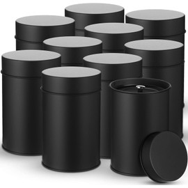 Zopeal Paquete de 10 latas de té de metal con tapas herméticas dobles, lata redonda de 16 oz con tapa, recipiente pequeño de cocina sellado doble para almacenamiento de té suelto, café, azúcar, dulces