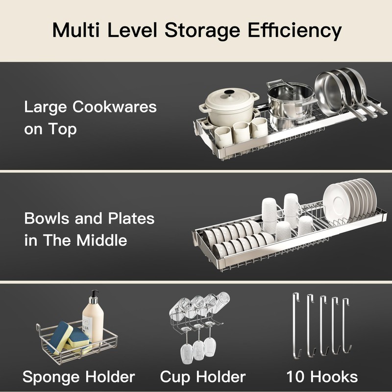 3 Tier Extra Large Stainless Steel Expandable Over The Sink