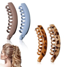 XUZOPIM Pack of 4 large banana hair clips, vintage banana clip, ponytail, hair clip, thick hair for women and girls