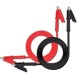 Greluma 2 x Crocodile Clip Test Leads, Double-Sided Crocodile Wire Cable with Insulator Clips, Test Flexible Copper Cable for Electrical Tests, 3.3 ft / 1 m