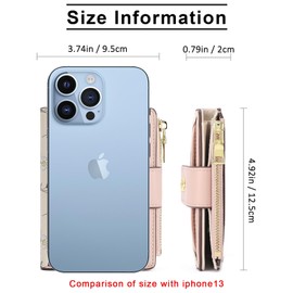 BAYITIONE Small Wallets for Women Leather Bifold Zipper Pocket Wallet Cute Flower Credit Card Holder Coin Purse with ID Window