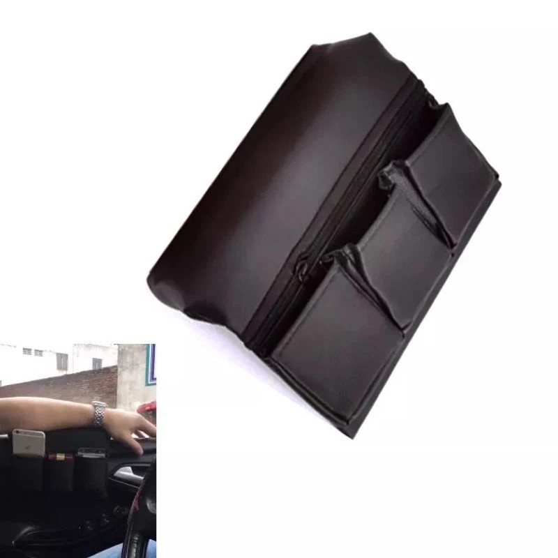 Unbranded Car Window Armrest Hanging Bag PU Leather Storage Pocket