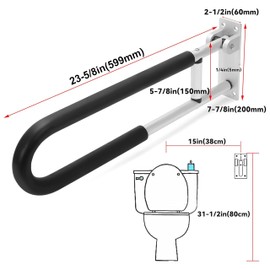 HECASA Toilet Grab Bar 23.6 Inch Flip Up Handicap Grab Bars Rails Folding Support for Elderly Disabled Pregnant Woman Bathroom Shower Safety Toilet Safety Rail