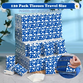 120 Pack Pocket Tissues Travel Packs 1200 Sheets Tissues Travel Size 3 Ply Unscented Small Mini Tissue Pack with Unique Embossing Process Individual Portable Tissue Packs for Purse Travel Camping