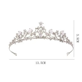 Norhogo Wedding Bridal Crystal Tiara, Tiara, Wedding Crown Women's Tiara with Inlay Crystal Flower Bride, Wedding Queen Crown Decoration, Copper Zircon Rhinestone Crowns, Silver