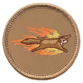 Flaming Flying Squirrel Patrol Patch - 2" Diameter Round Embroidered Patch (Sew-on)
