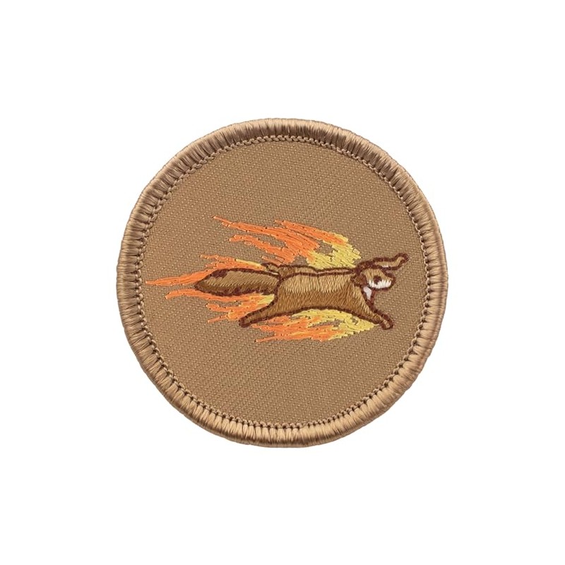 Flaming Flying Squirrel Patrol Patch - 2" Diameter Round Embroidered