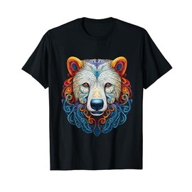 Polar Bear Mandala Animal Zoo Illustration Polar Bear T-Shirt, black