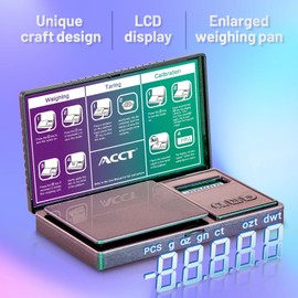 ACCT Digital Pocket Scale, 500g by 0.01g, Precision Gram Scale with Tare Scale Feature, 6 Units, Small Ounce Scale for Jewelry, Powder, Coins, Herb, Mini Scale with Battery