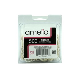 Amelia Beauty | 500 Count 1/2" Rubber Bands | Premium US Made Rubber Hair Ties | Ideal for Ponytails, Braids & Beards | Strong All Day Hold | Convenient Re-closable Container | White