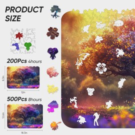 Qiuenisray Wooden Puzzles for Adults,Tree of Life Wooden Jigsaw Puzzles 200pcs,8.3x12in,Medium,Unique Shape Adult Puzzles,Irregular Wood Puzzles Creative Gift for Adults and Kids Family Game
