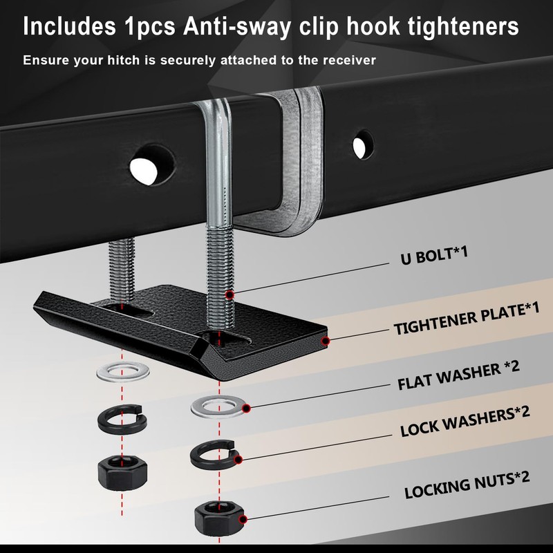 Cenipar Hitch Tightener Anti-Rattle Stabilizer for 1.25" and 2" Hitches