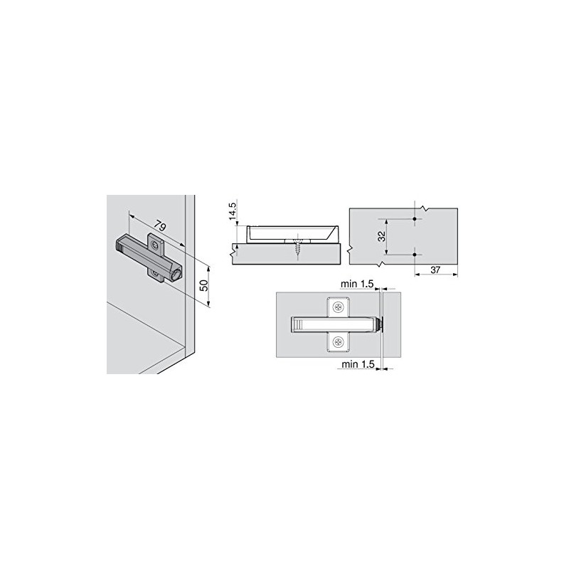 Blum 956A1501GR Blum 956A1501 TIP-ON Wing Adapter Plate for Large