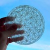 NKlaus Selenite Plate 14.5 cm with Engraving Flower of Life