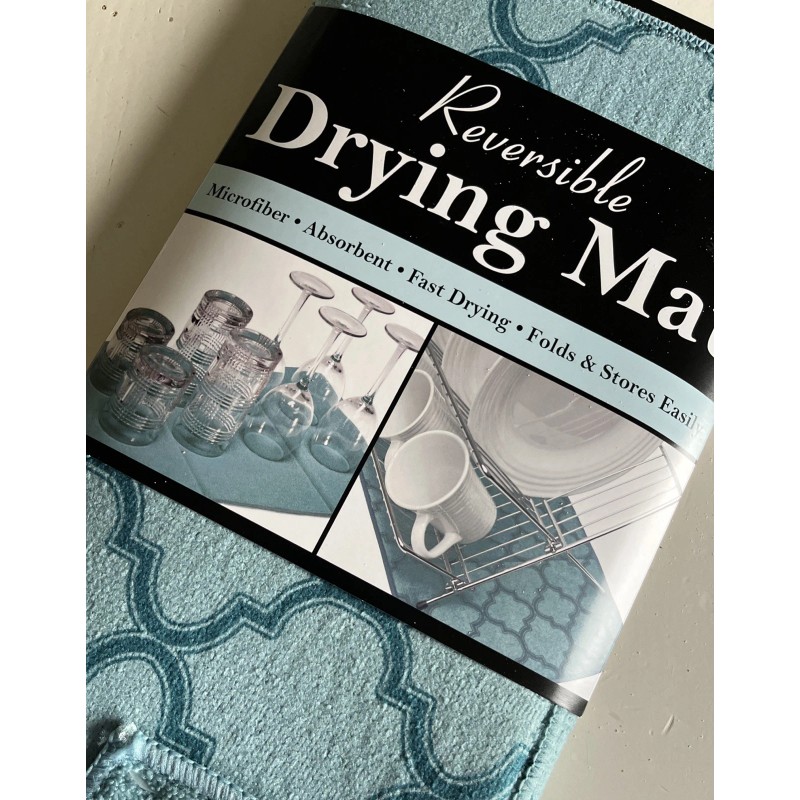 Ritz Trellis Print Reversible Mat Fast Drying Aqua Blue Folds