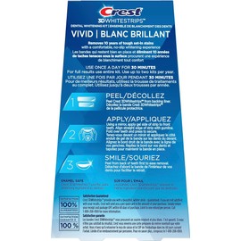 3D Whitestrips Classic Vivid At-home Teeth Whitening Kit, 6 Levels Whiter, 10 Treatments