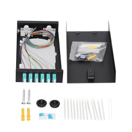 VANDESAIL LC-OM3 Fiber Rack Mount Enclosure Box 6 Port 12 Core, Fiber Patch Panel Rack Mount LC, with OM3 Pigtail Cables Spool and Fiber Couplers for Fiber Optic Systems