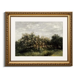 VIYYIEA Gold Framed Wall Art Canvas Print Home Decor Fruit trees Vintage Oil Painting Prints Modern Blossom Apple Tree Pictures Botanical Landscape Farmhouse Wall Decor for Bedroom Bathroom 13x16in