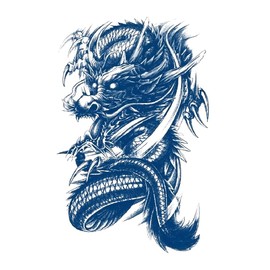 tuzuru Tattoo Stickers Set of 3, 5.9 x 8.3 inches (15 x 21 cm), Dragon Stickers, Tattoo Stickers, Waterproof, Arm, Leg, Back, Bonus Bonus